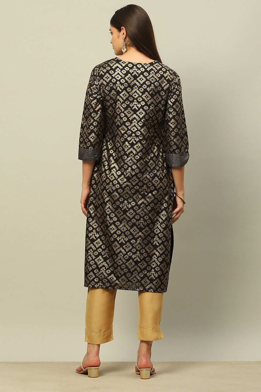 Maroon Cotton Printed Straight Kurta image number 3