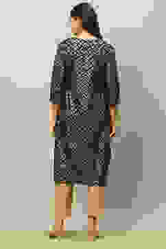 Black Cotton Printed Straight Kurta image number 3