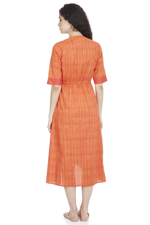Orange A Line Cotton Dress image number 4
