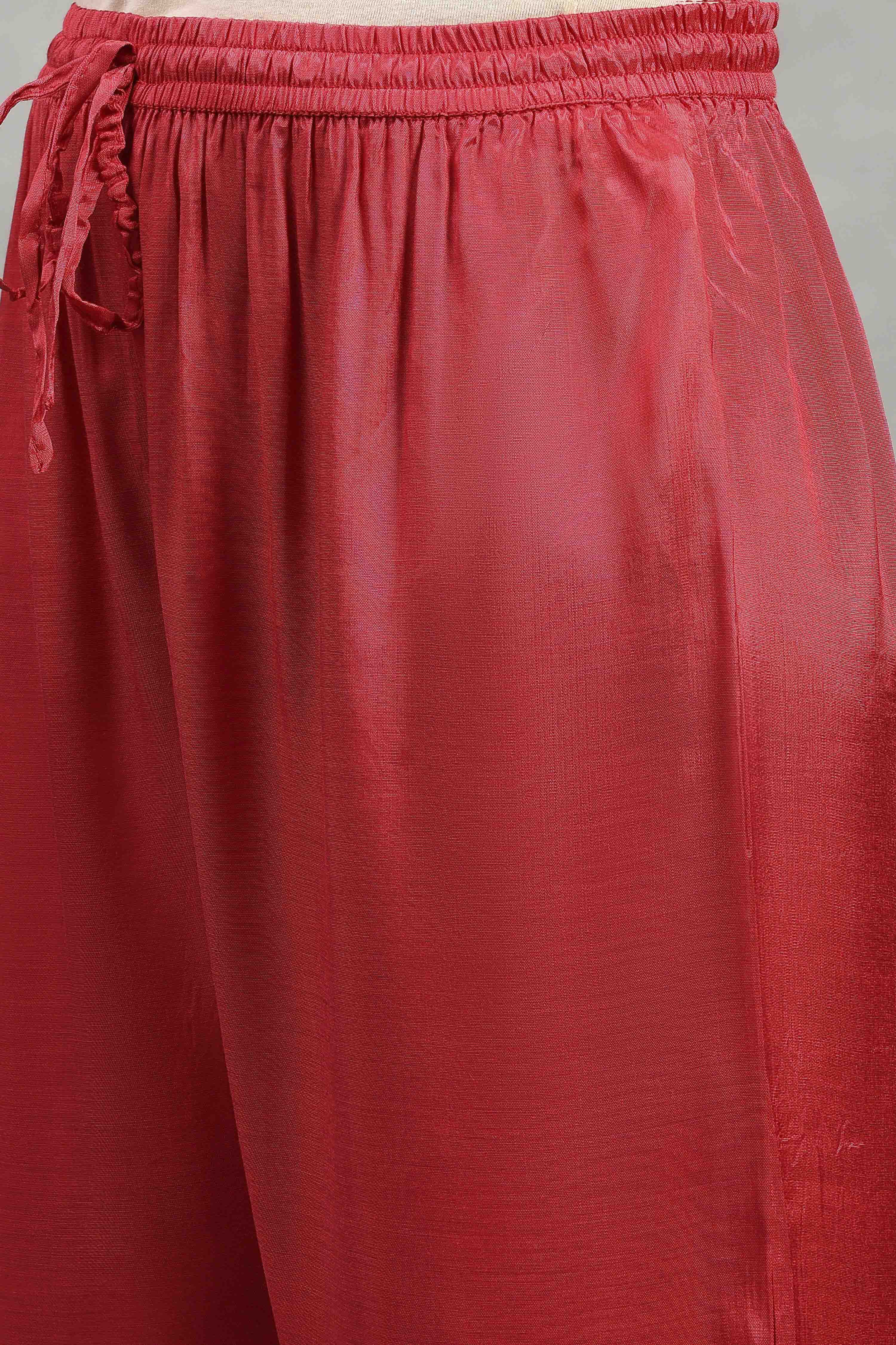 Red Viscose Rayon Printed Kalidar Suit Set image number 2