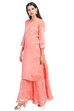 Peach Straight Viscose Suit Set image number 3