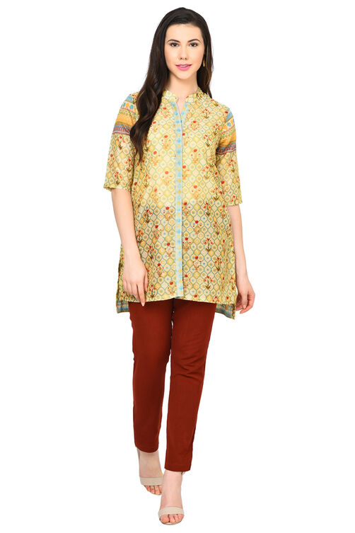Beige Straight Polyester Kurta image number 1