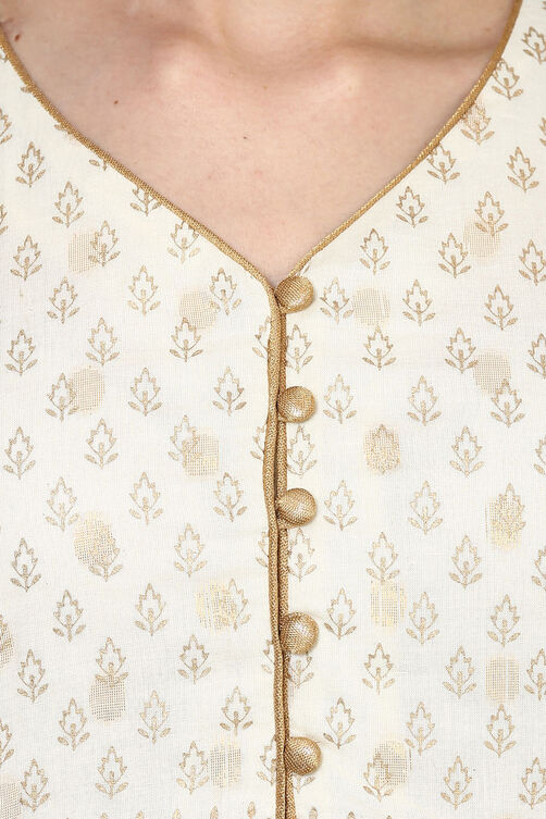 Off White Kalidar Cotton Kurta image number 1