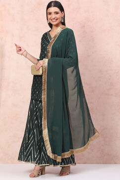 Green Art Silk Straight Suit Set image number 7