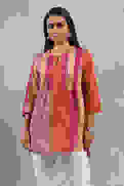 Fuchsia Viscose Blend Solid Tiered Top image number 5