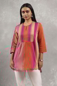 Fuchsia Viscose Blend Solid Tiered Top image number 5