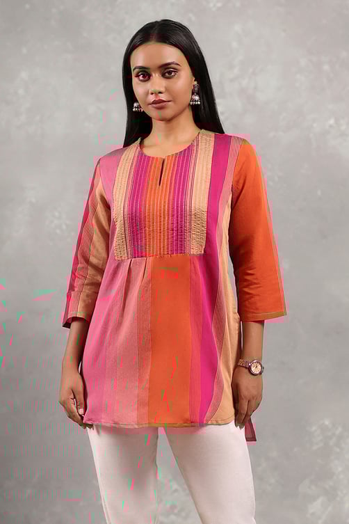 Blue Viscose Blend Solid Tiered Top image number 5
