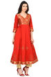 Red Anarkali Polyester Kurta image number 3