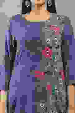 Blue Viscose Straight Kurta Pants Set image number 1