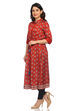 Rust A Line Viscose Dress image number 3