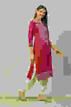 Purple LIVA Straight Printed Kurta image number 4