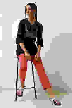 Black Solid Gathered Straight Top image number 0