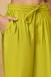 Lime Viscose Blend Straight Printed Suit Set image number 2