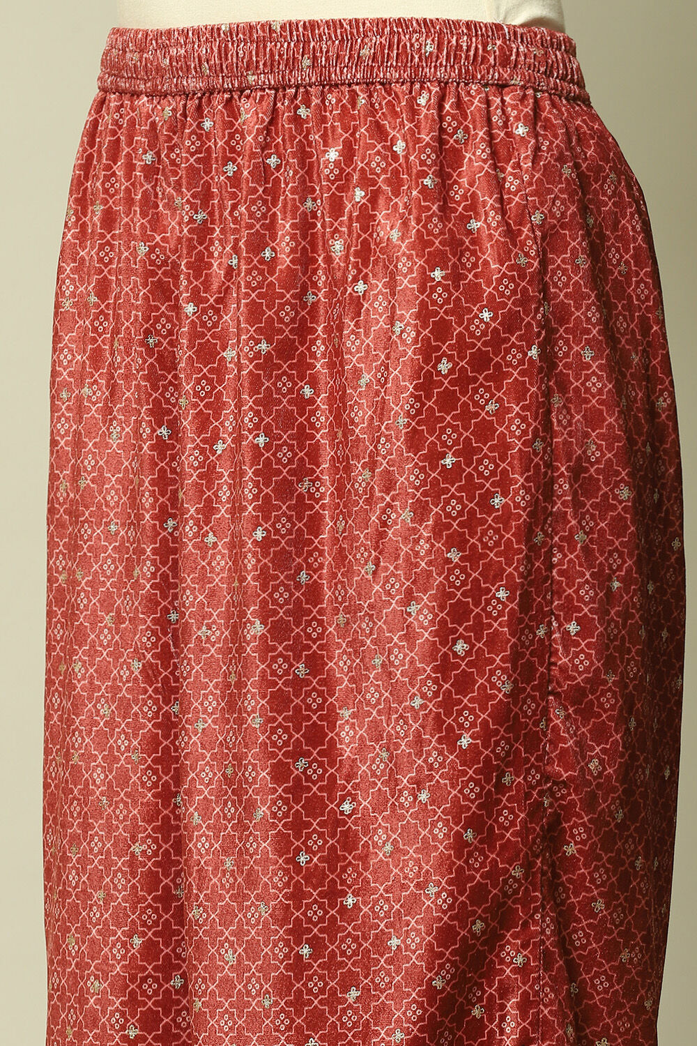 Maroon Polyester Straight Printed Kurta Palazzo Suit Set image number 2