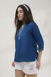 Blue Viscose Rayon Straight Solid Top image number 2
