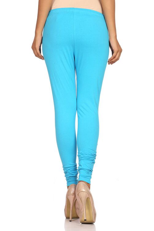 Turquoise Cotton Leggings image number 3