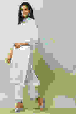 White Cambric Floral Printed Straight Kurta Set image number 4