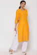 Mustard Polyster Matka Kurta image number 3