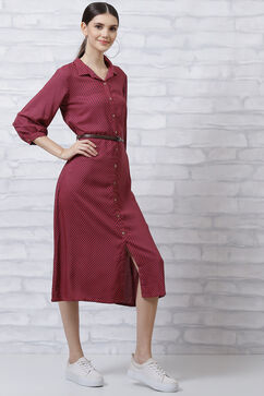 Maroon LIVA Straight Dress image number 3
