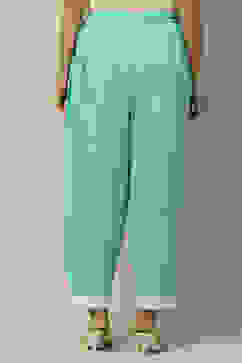 Sea Green Rayon Slub Straight Palazzo image number 4