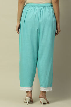 Sea Green Rayon Slub Straight Palazzo image number 4