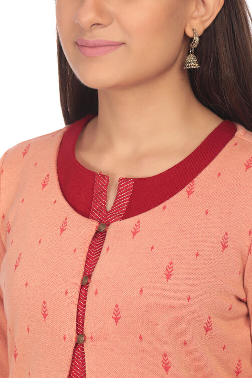 Peach Straight Poly Cotton Kurta image number 1