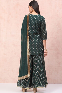 Green Art Silk Straight Suit Set image number 5
