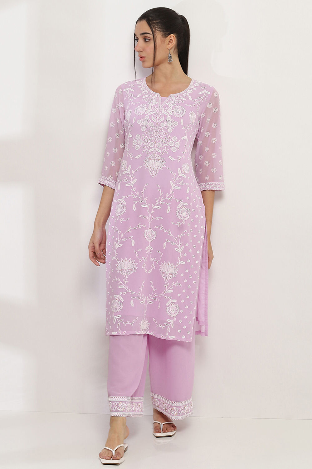 Pink Solid Straight Palazzos image number 0