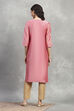 Pink Printed Straight Kurta image number 3