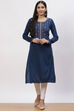 Teal Blue Acrylic Straight Kurta image number 4