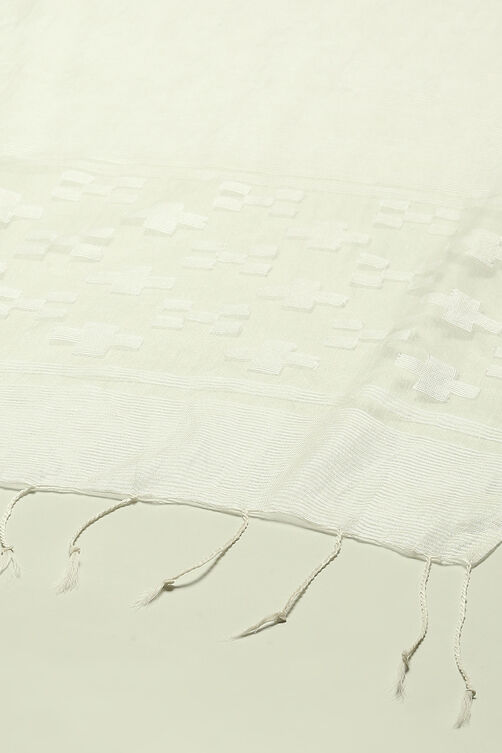 White Poly Georgette Geometric Printed Dupatta image number 1