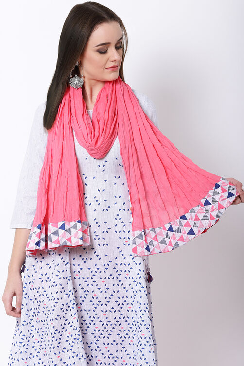Pink Cotton Dupatta image number 1