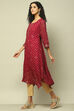 Wine Polyester Straight Printed Kurta image number 2