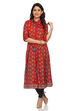 Rust A Line Viscose Dress image number 0