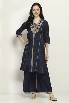 Navy Viscose Kalidar SET image number 6
