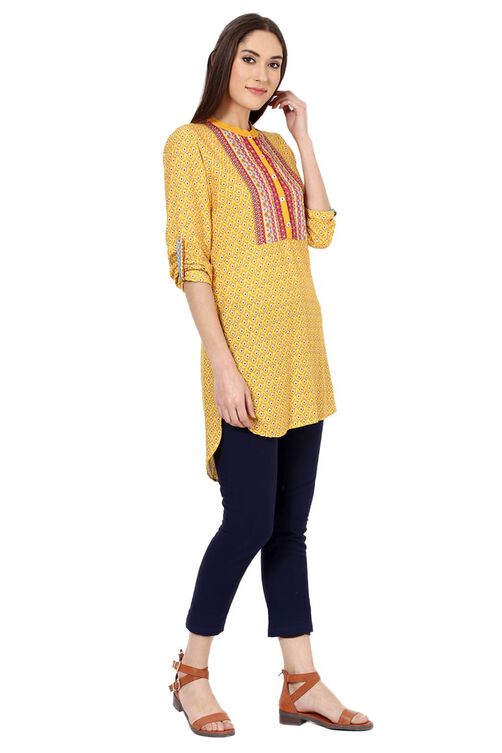 Yellow Straight Viscose Rayon Indie Top image number 3