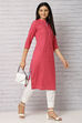 Pink Cotton And Cambric Straight Kurta image number 0