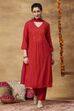 Fuchsia Printed Viscose Rayon Straight Kurta Set image number 6