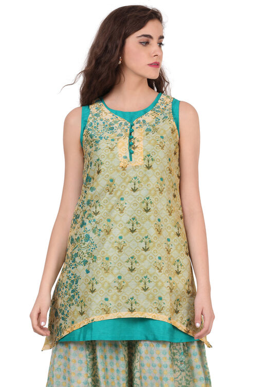 Beige A-Line Polyester Kurta image number 0