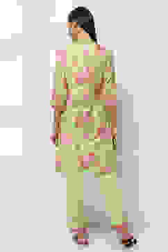 Green Cotton Printed Straight Kurta Set image number 4