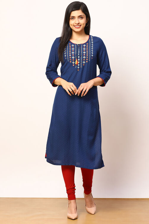 Red Viscose Straight Kurta image number 0