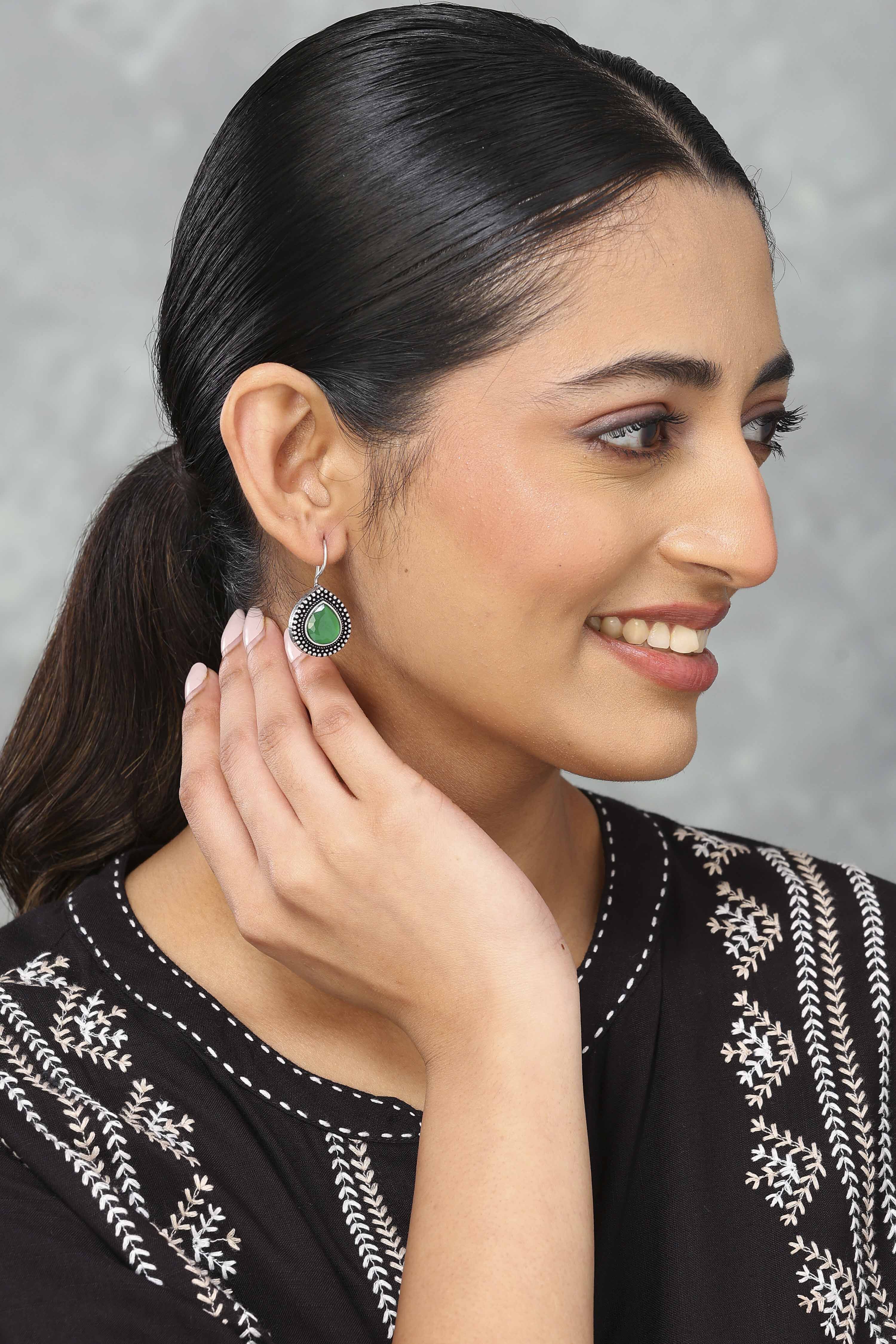 Green Brass Drop & danglers image number 3