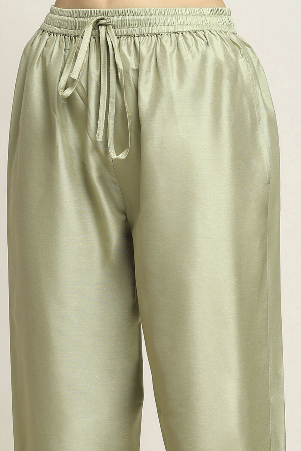 Green Polyester Straight Suit Set With Dupatta image number 2