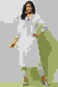 Off-white Printed Straight Kurta image number 0