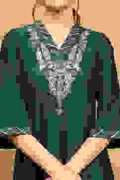 Deep Green Embroidered A-Line Suit Set image number 1