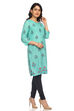 Teal Blue Straight Cambric Cotton Kurta image number 2