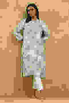 Sea Green Printed Straight Kurta image number 0