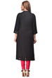 Black Straight Cotton Kurta image number 3