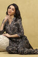 Blue Viscose Blend Printed Gathered Kurta Pants Set image number 0