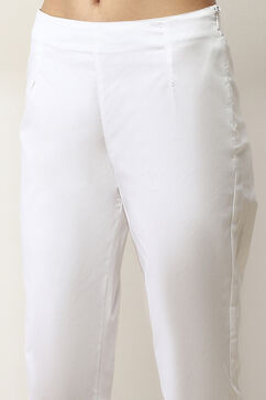White Viscose Solid Regular Pants image number 1